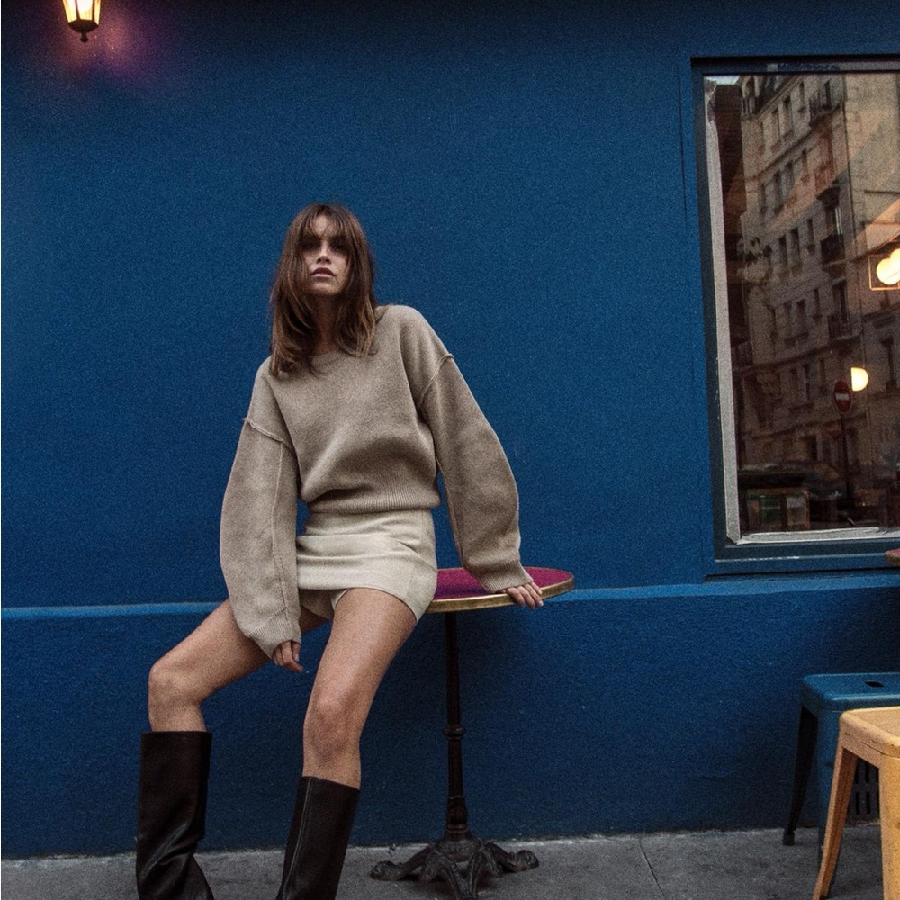 ZARA puff knit sleeve sweater